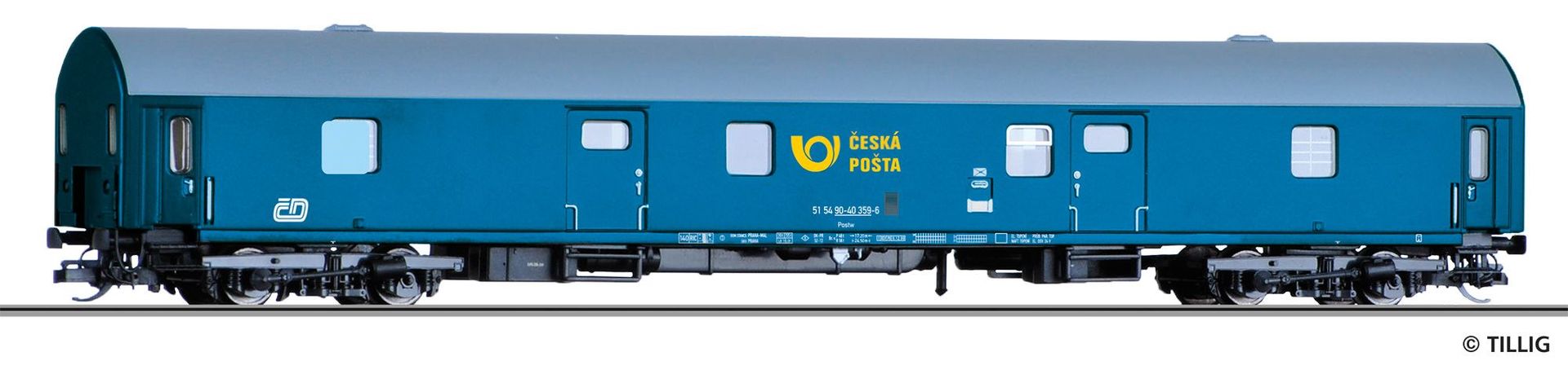 Tillig 16818 - Bahnpostwagen Tschechische Post Ep.V DFsa TT 1:120