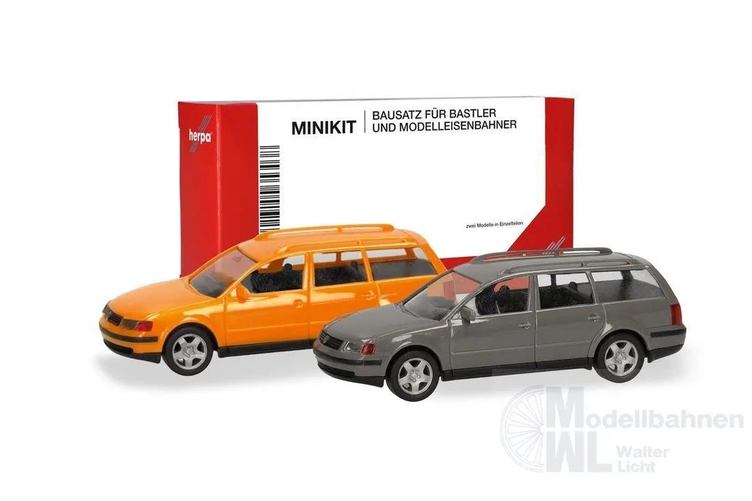Herpa 012249-008 - MiniKit VW Passat Variant B5, kommunalorange/mausgrau (2 Stück) H0 1:87