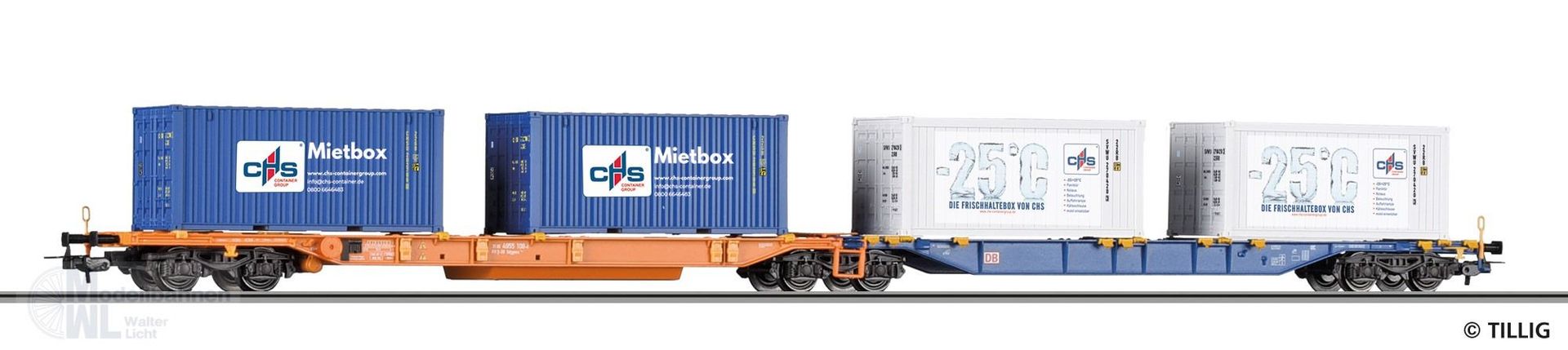 Tillig 77059 - Doppeltragwagen DB Ep.VI Sdggmrs 744 H0/GL