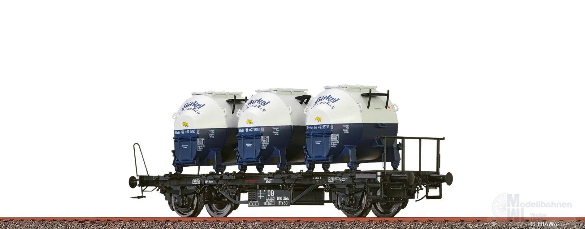 Brawa 50598 - Behältertragwagen DB Ep.III BTs 30 mit Ekrt 401 Birkel H0/GL