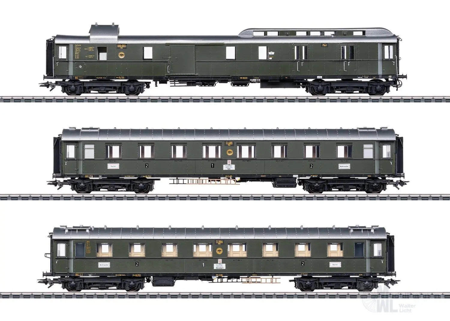 Märklin 42490 - Schnellzugwagen-Set DRG Ep.II 3.tlg. mit PwPost4ü-28 H0/WS