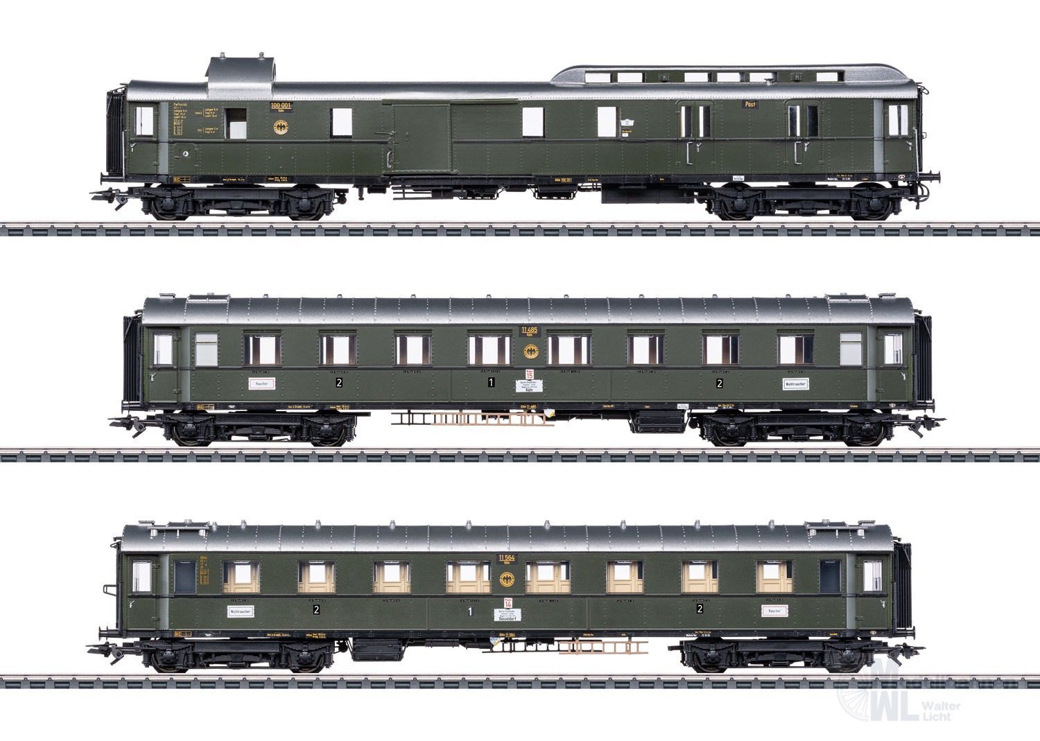 Märklin 42490 - Schnellzugwagen-Set DRG Ep.II 3.tlg. mit PwPost4ü-28 H0/WS
