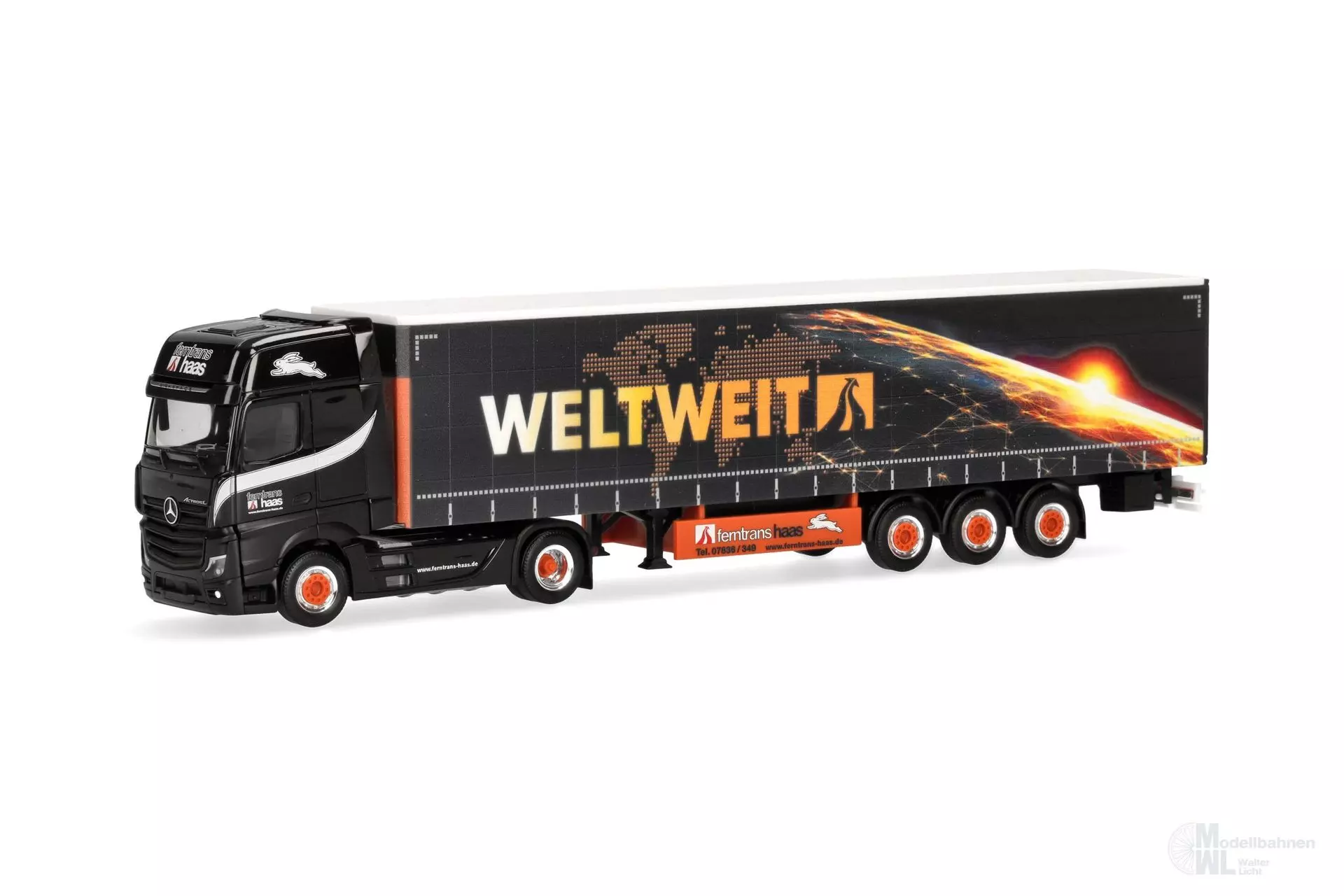 Herpa 320023 - Mercedes-Benz Actros 18 L Gardinenplanen-Sattelzug Haas H0 1:87