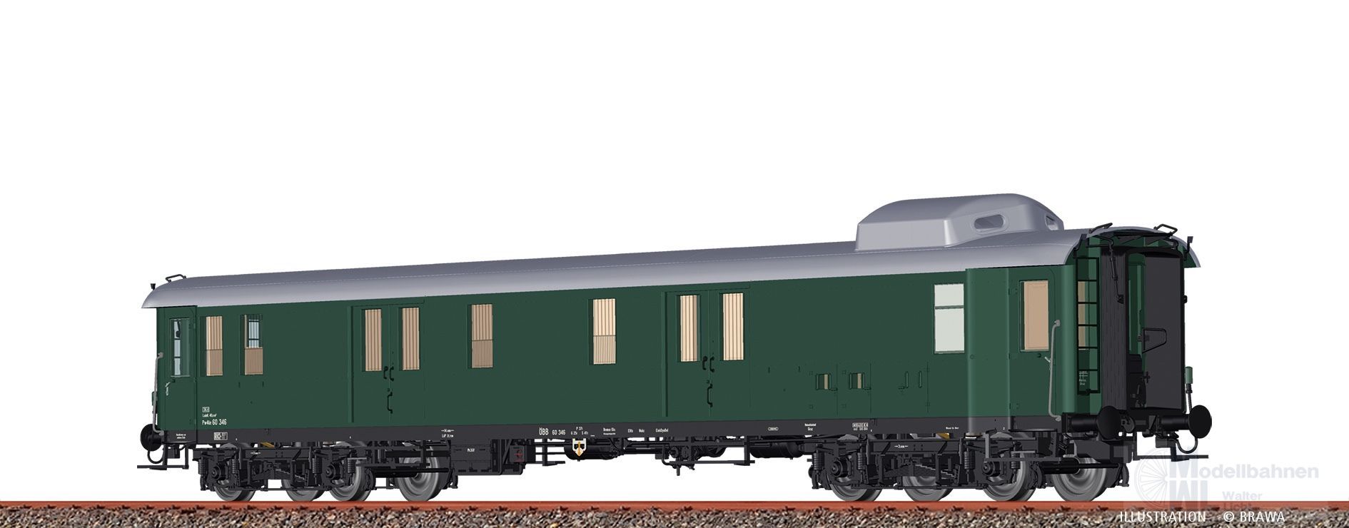 Brawa 58304 - Gepäckwagen ÖBB Ep.III Pw4üe H0/WS Innenbeleuchtung