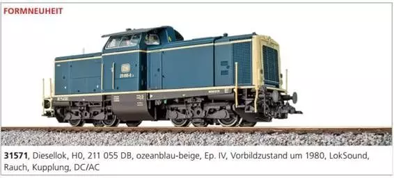 ESU 31571 - Diesellok BR 211 055 DB Ep.IV ozeanbalu/beige H0/GL/WS