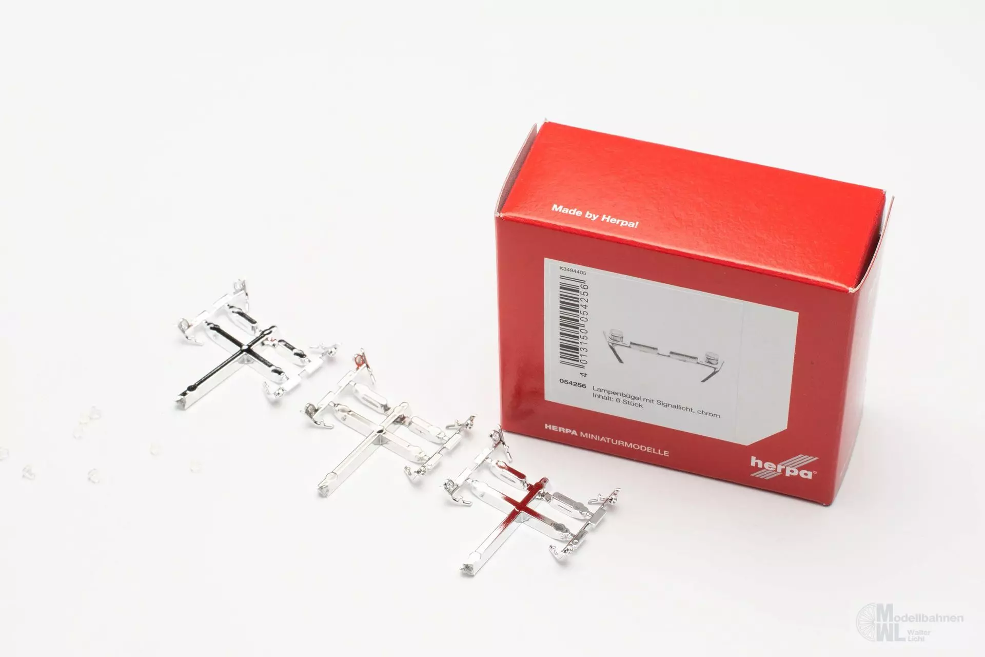 Herpa 54256 - Zub. Lampenbügel mit Signallichtern chrom (6 Stück) H0 1:87