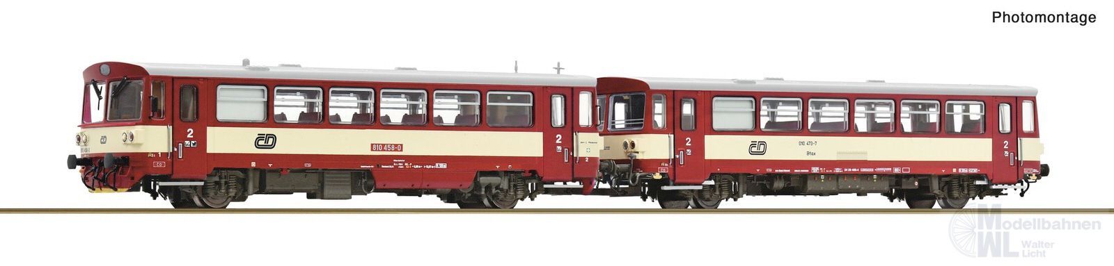 Roco 7780013 - Dieseltriebwagen Rh 810 CD Ep.V mit Beiwagen TT 1:120