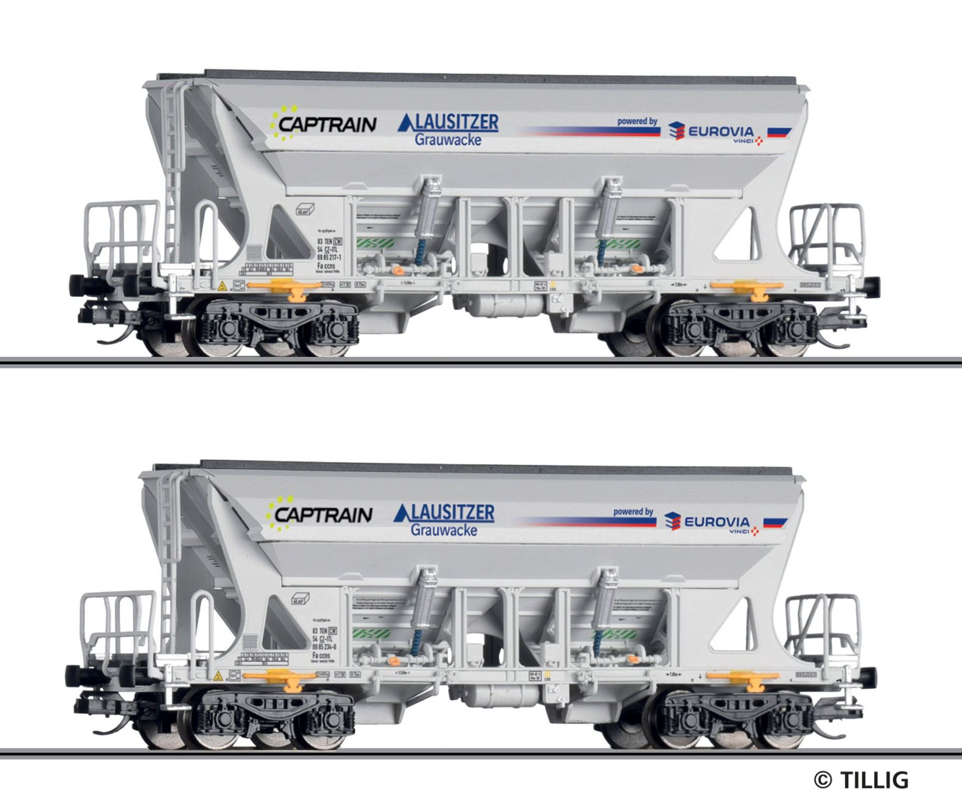 Tillig 01054 - Selbstentladewagen Set Captrain Ep.VI 2.tlg. TT 1:120