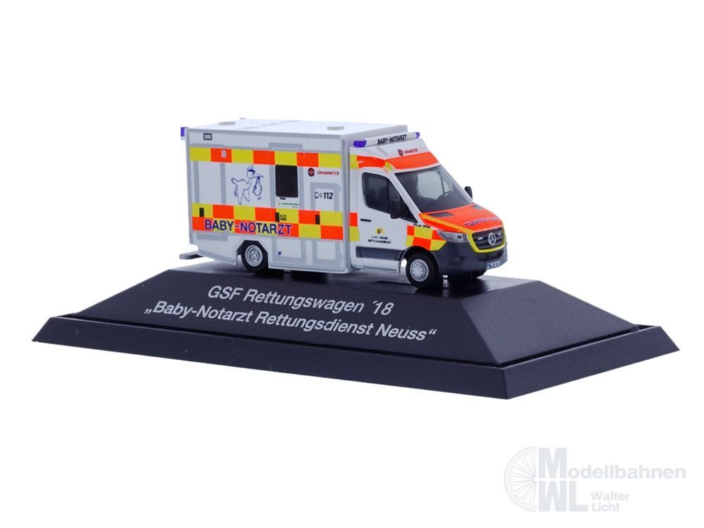 Rietze 76151 - Mercedes-Benz GSF RTW ´18 Baby-Notarzt Rettungsdienst Neuss H0 1:87