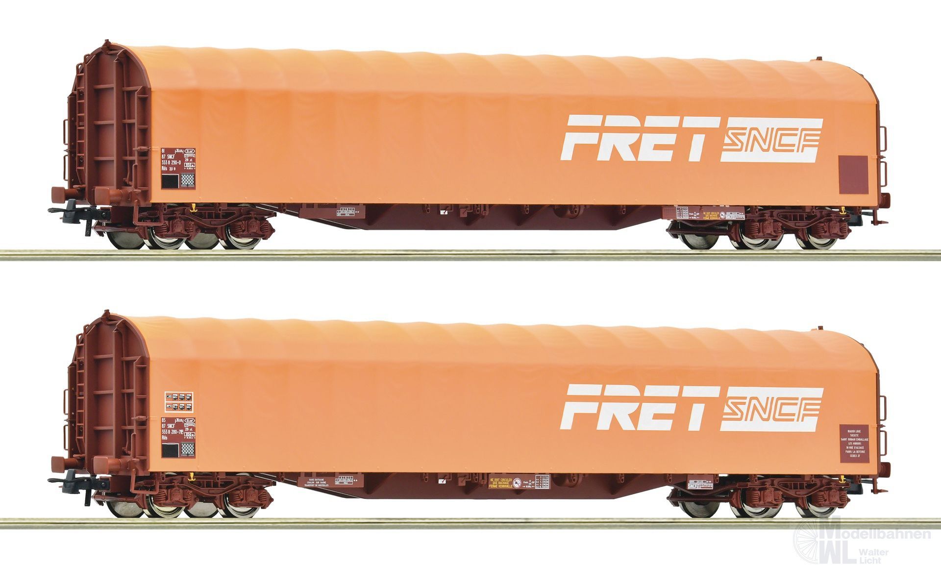 Roco 6600161 - Schiebeplanenwagen Set SNCF Ep.IV/V FRET 2.tlg. H0/GL