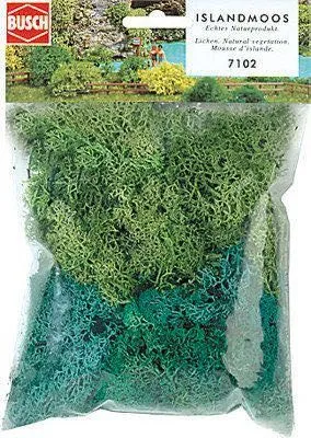Busch 7102 - Islandmoos,grün 35g  H0 1:87 / TT 1:120 / N 1:160 / Z 1:220