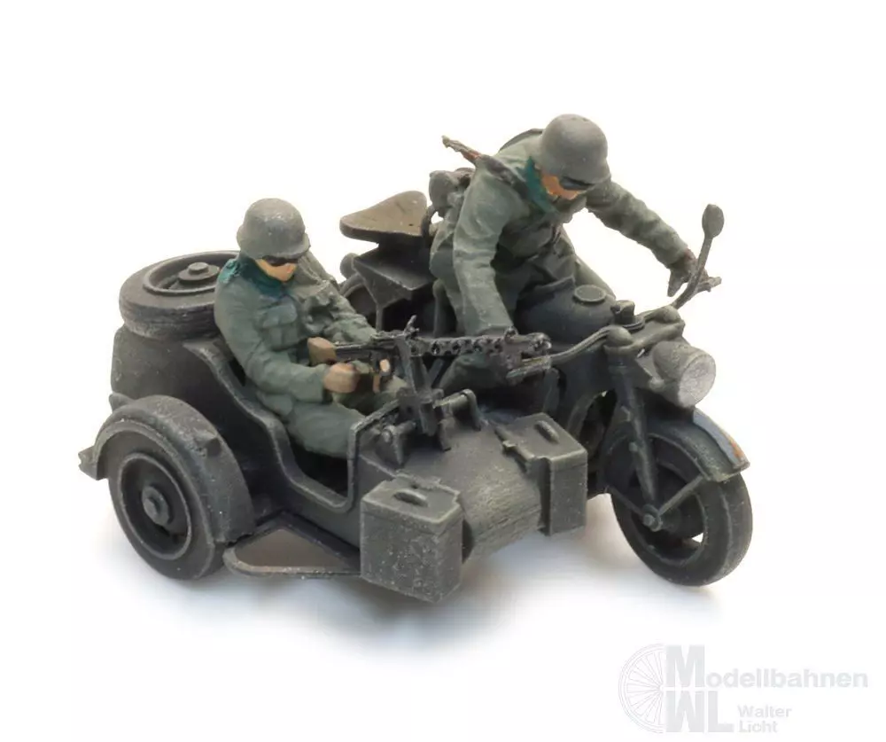 ARTITEC b.v. 6870749 - WM Zündapp mit Beiwagen + 2 Figuren Fertigmodell H0 1:87