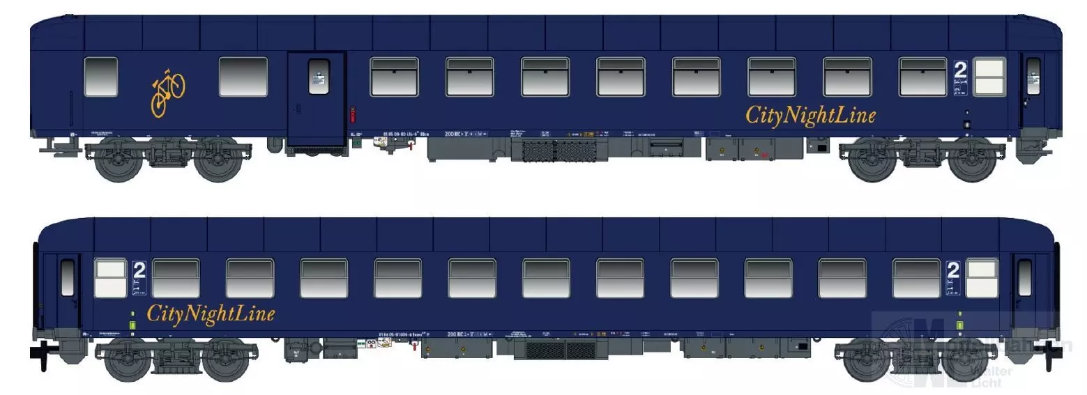 LS Models 97039N - Nachtzugwagen Set CNL Ep.V Bcvmh + Bdcm 2.tlg. N 1:160