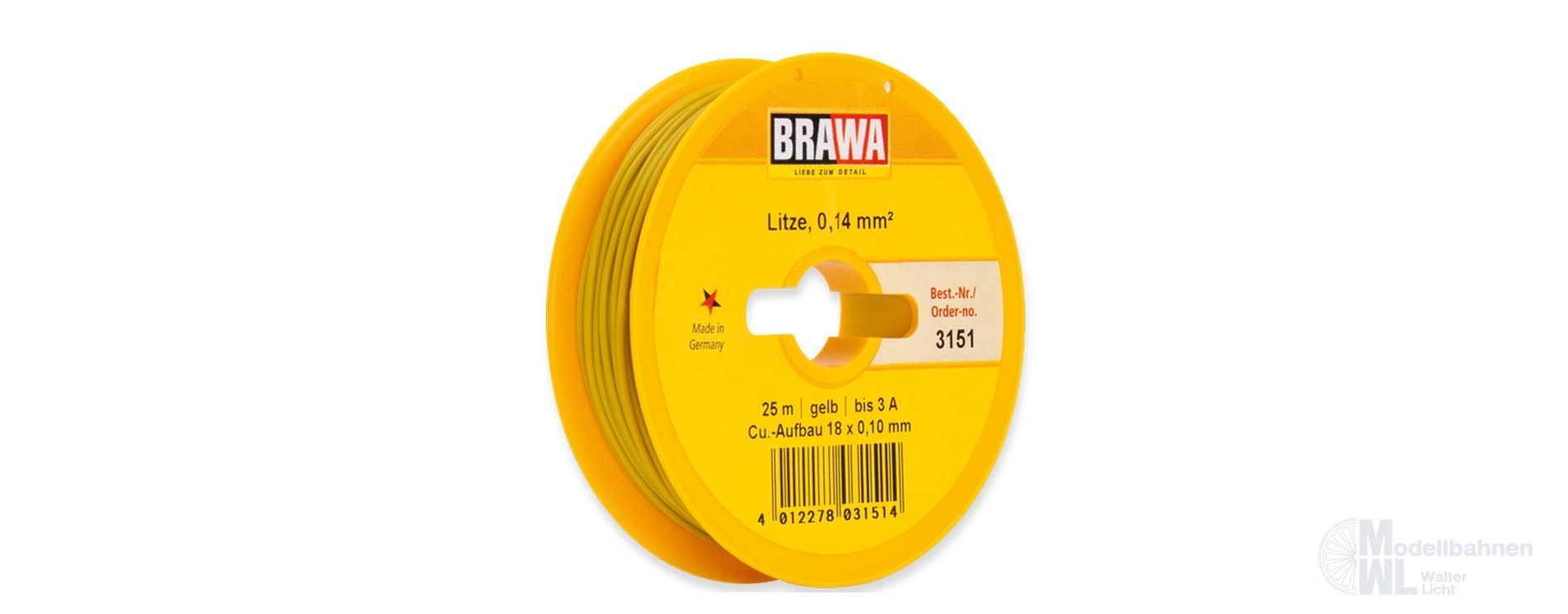 Brawa 3151 - Litze gelb 25 Meter