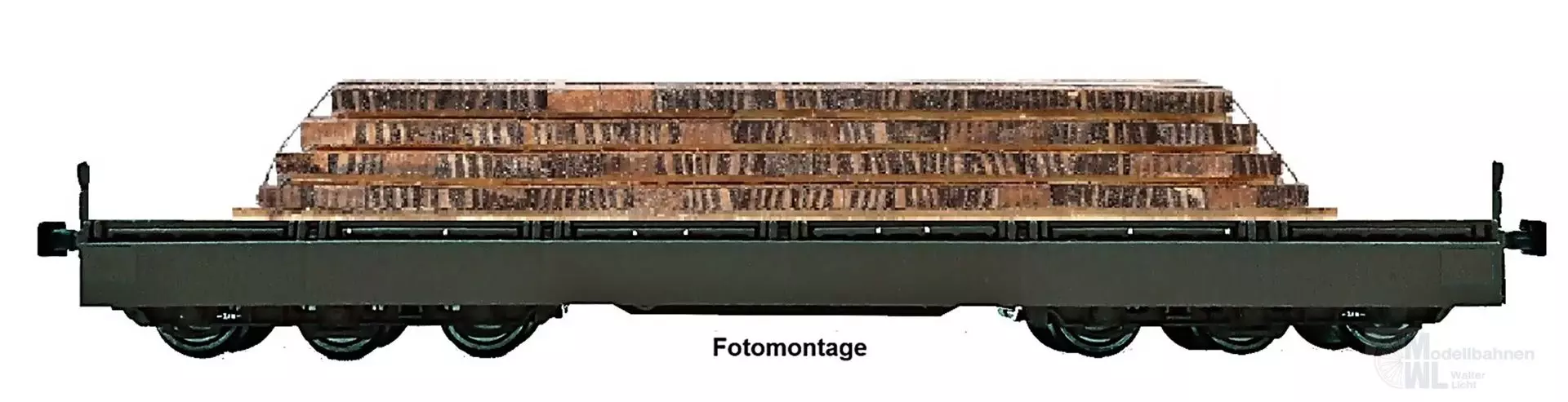 NPE NW22958 - Bahndienstwagen DR Ep.IV Samms 4860 beladen mit Holz H0/GL