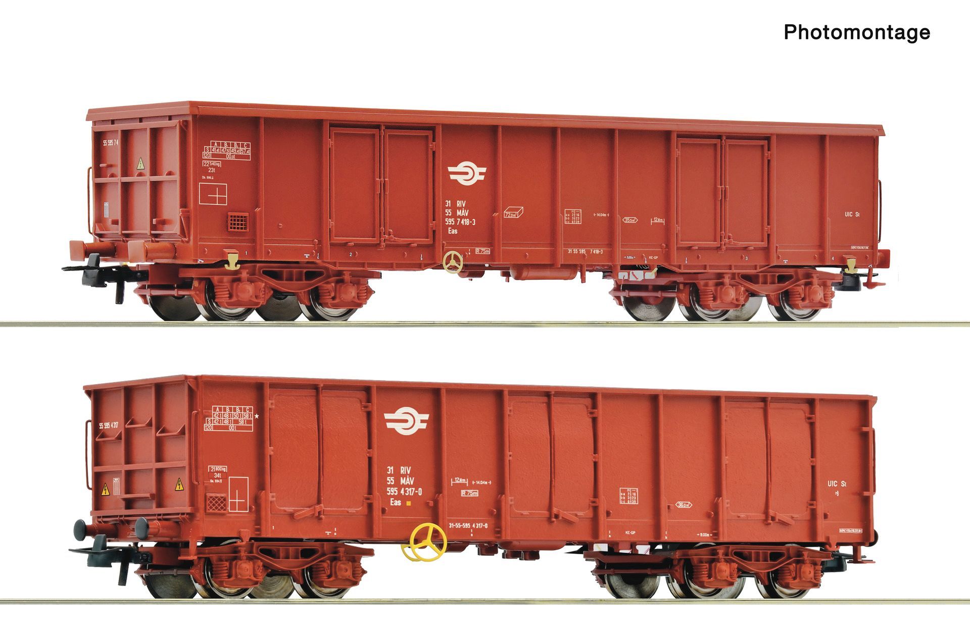Roco 6600480 - 2er Set offene Güterwagen Eas MAV