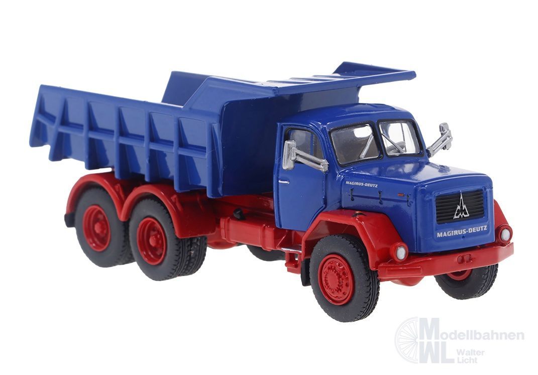 Brekina 83303 - Magirus Kipper blau/rot H0 1:87