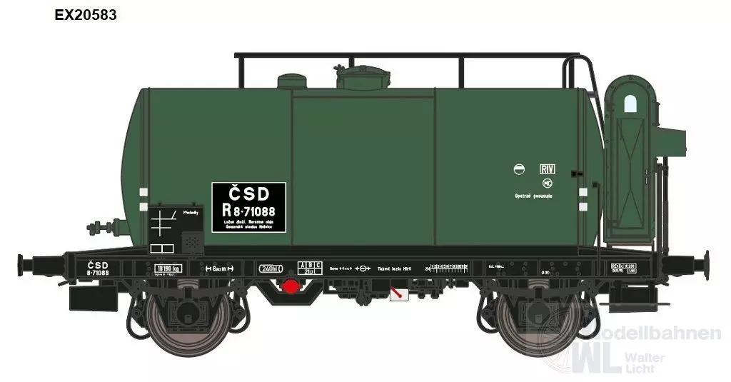 Exact Train 20583 - Kesselwagen CSD Ep.III 24m3 Typ Uerdinger mit Bremserhaus H0/GL