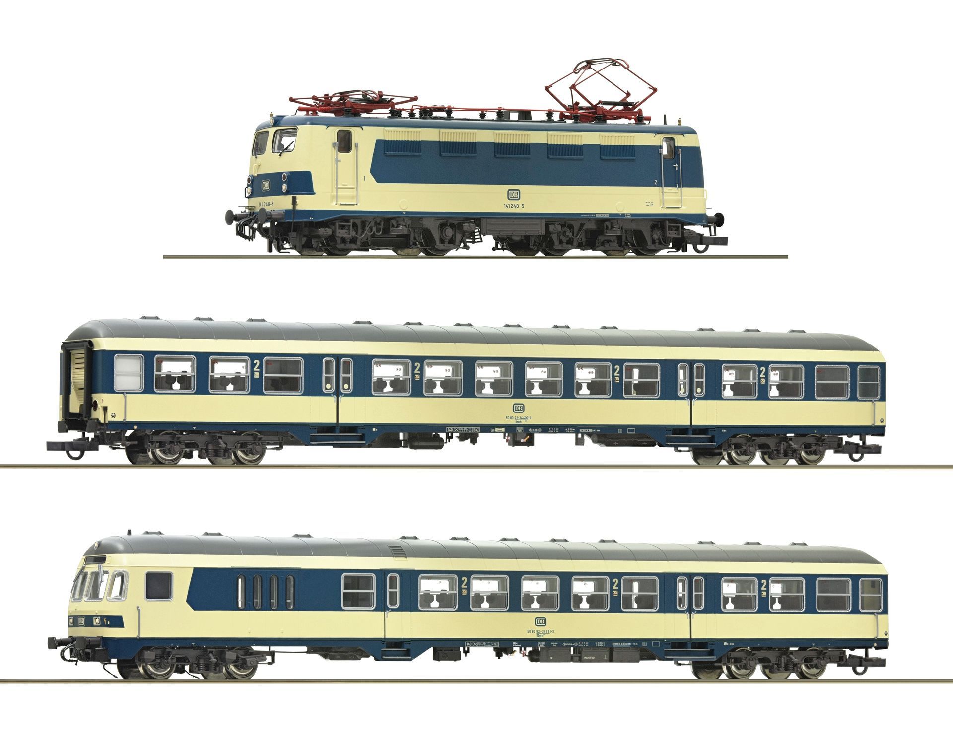 Roco 61484 - Zugset Karlsruher Zug DB Ep.IV 3.tlg. H0/GL Sound
