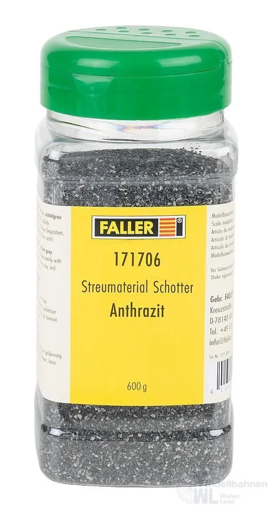 Faller 171706 - Streumaterial Schotter anthrazit 600 g H0 1:87