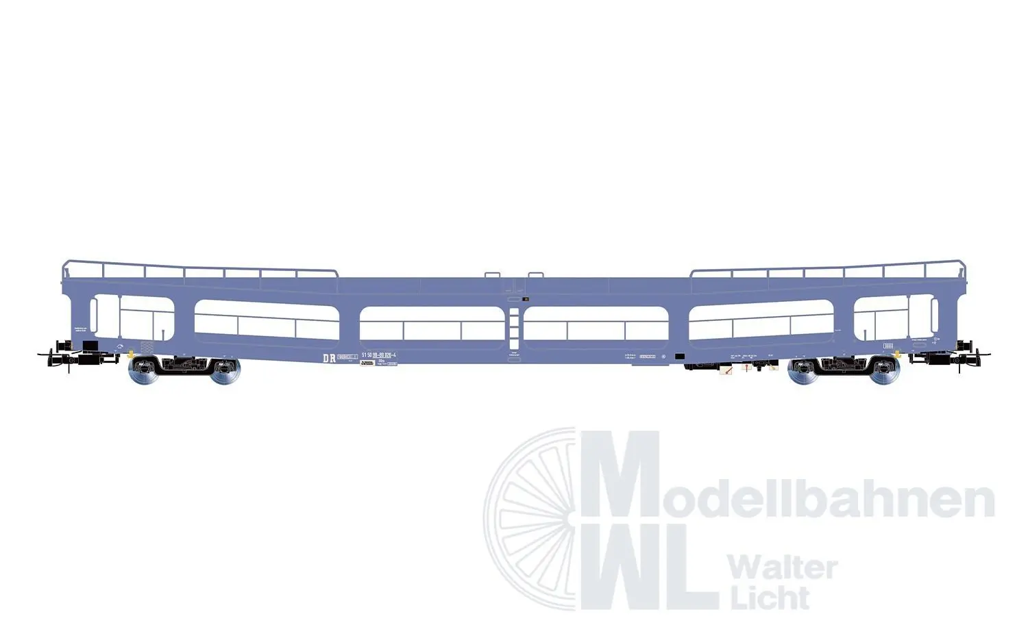 Rivarossi 4421 - Autotransportwagen Set DR Ep.IV 2.tlg. DDm916 hellblau H0/GL