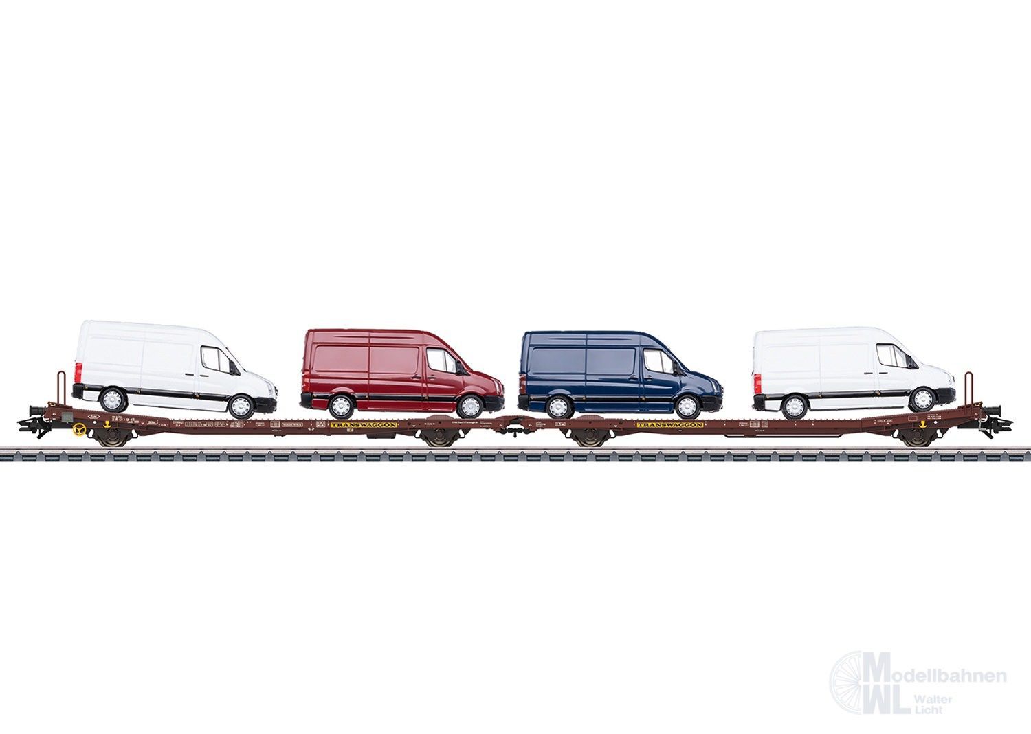 Märklin 47430 - Flachwagen-Set DB AG Ep.VI Laads 800B beladen mit Ford Transit H0/WS Märklin 47430 - Flachwagen-Set DB AG Ep.VI Laads 800B beladen mit Ford Transit H0/WS