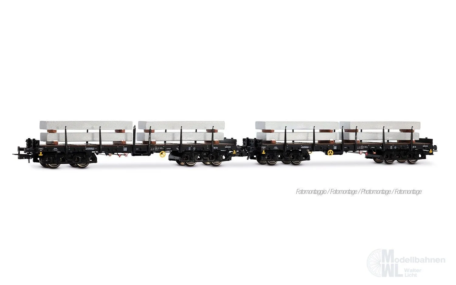 Rivarossi 6701 - Rungenwagen Set DB Ep.IV 2.tlg. beladen mit Alu-Blöcken H0/GL