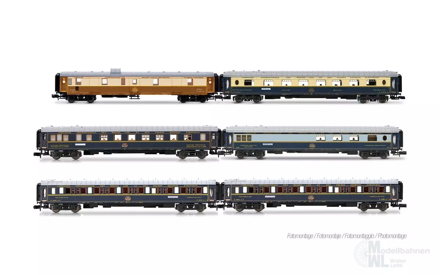 Arnold 4522 - Personenwagen Set Intraflug/CIWL Ep.IV 6.tlg. 50 Jahre Nostalgie Orient-E