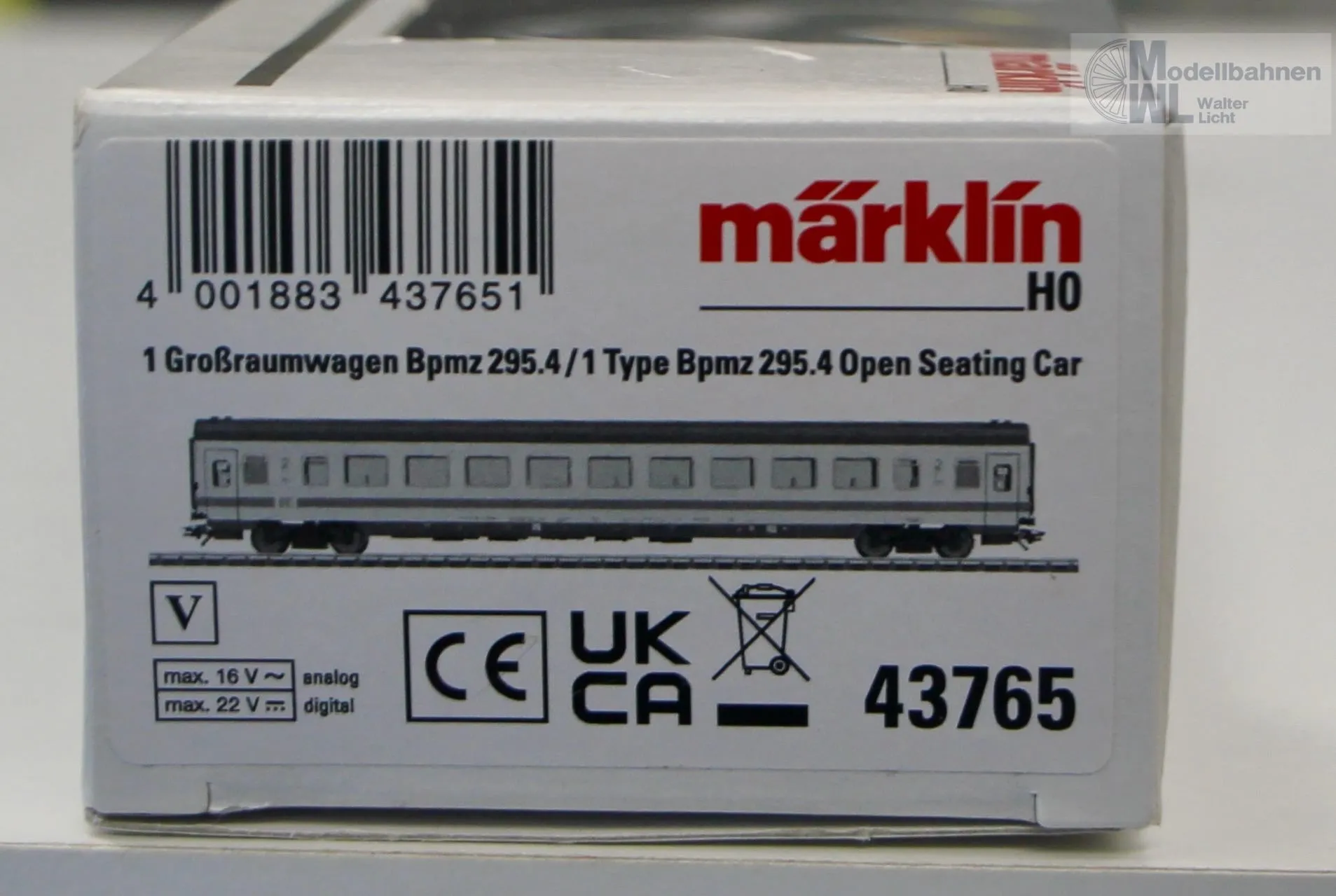 Märklin 43765 - MÄRKLIN - Großraumwagen DB AG Ep.V Bpmz 295.4 H0/WS