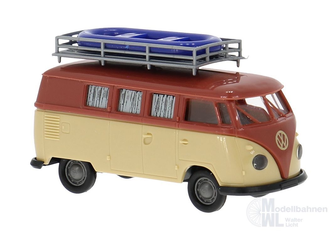Brekina 31639 - VW T1b Camper mit Dachträger und Boot H0 1:87