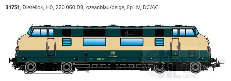 ESU 31751 - Diesellok BR 220 060 DB Ep.IV ozeanblau/beige H0/GL/WS