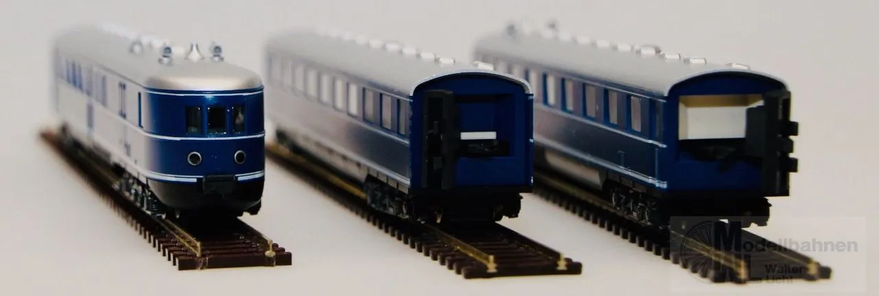 Hobbytrain 16062 - HOBBYTRAIN - Akku-Triebwagen VT 06 DB Ep.III blau 3.tlg. N 1:160
