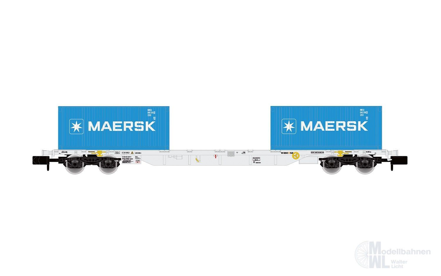 Arnold 6745 - Containertragwagen grau Ep.VI 20 x 20ft Container MAERSk N 1:160