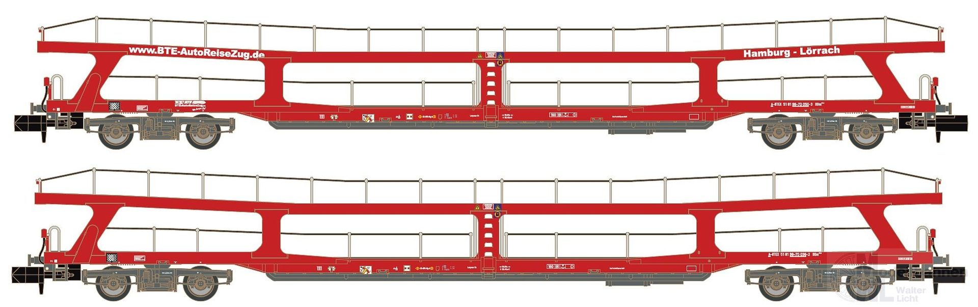 Hobbytrain 24621 - Autotransportwagen Set BTE Ep.VI DDm 915 N 1:160