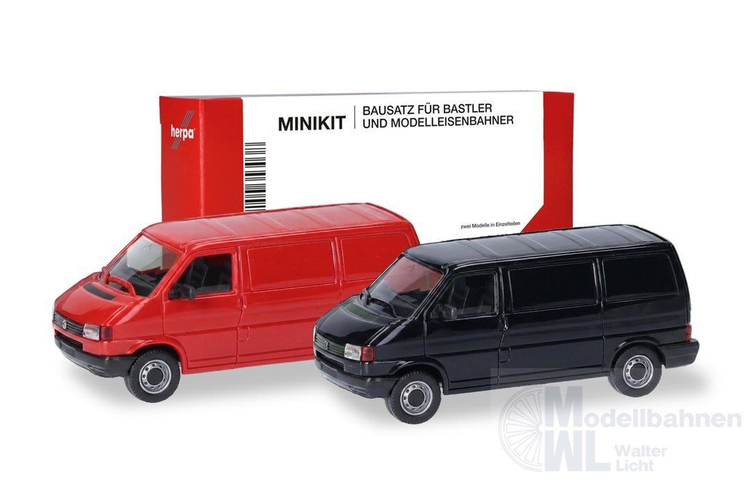 Herpa 012386-005 - MiniKit VW T4 Kasten, verkehrsrot/schwarz (2 Stück) H0 1:87