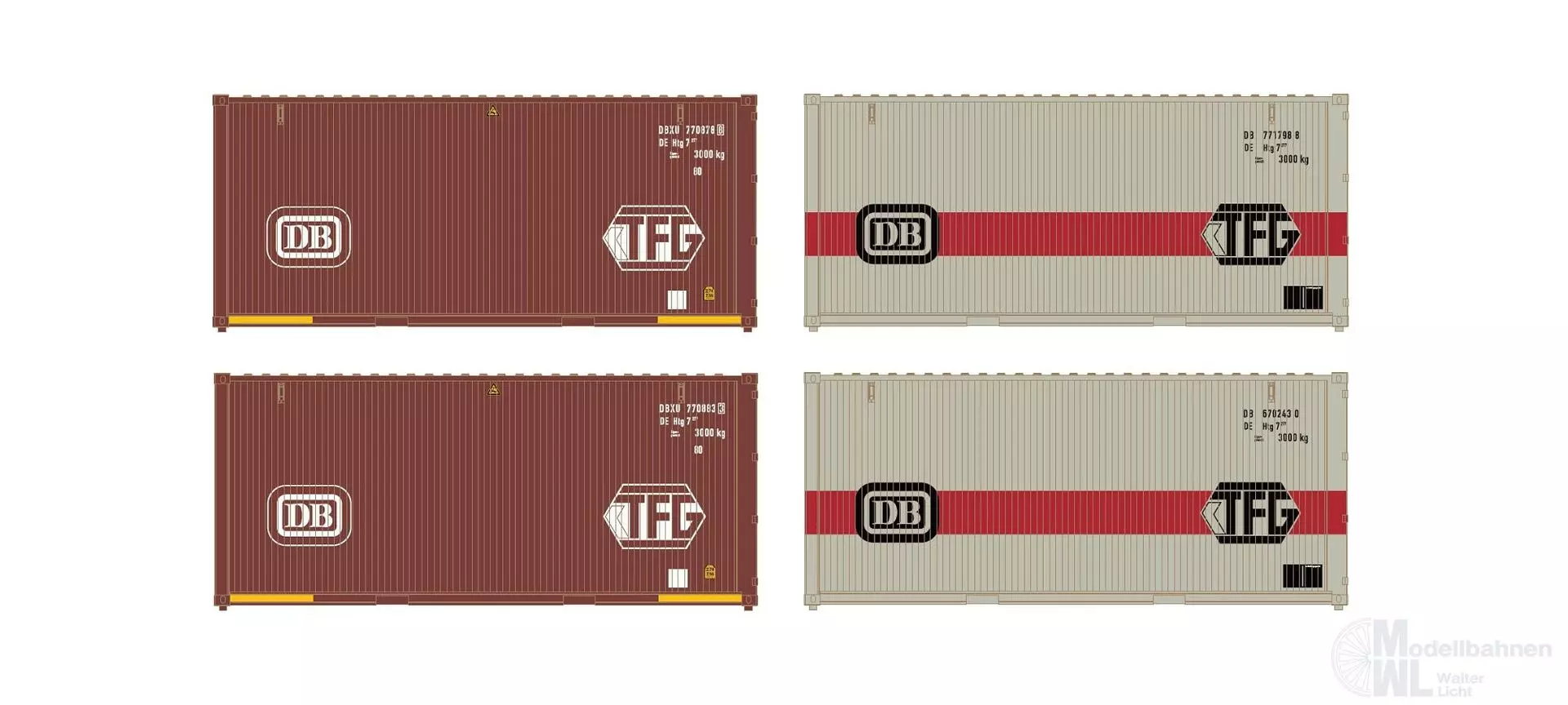 Hobbytrain 9017 - Container Set DB 4er Set 20' N 1:160