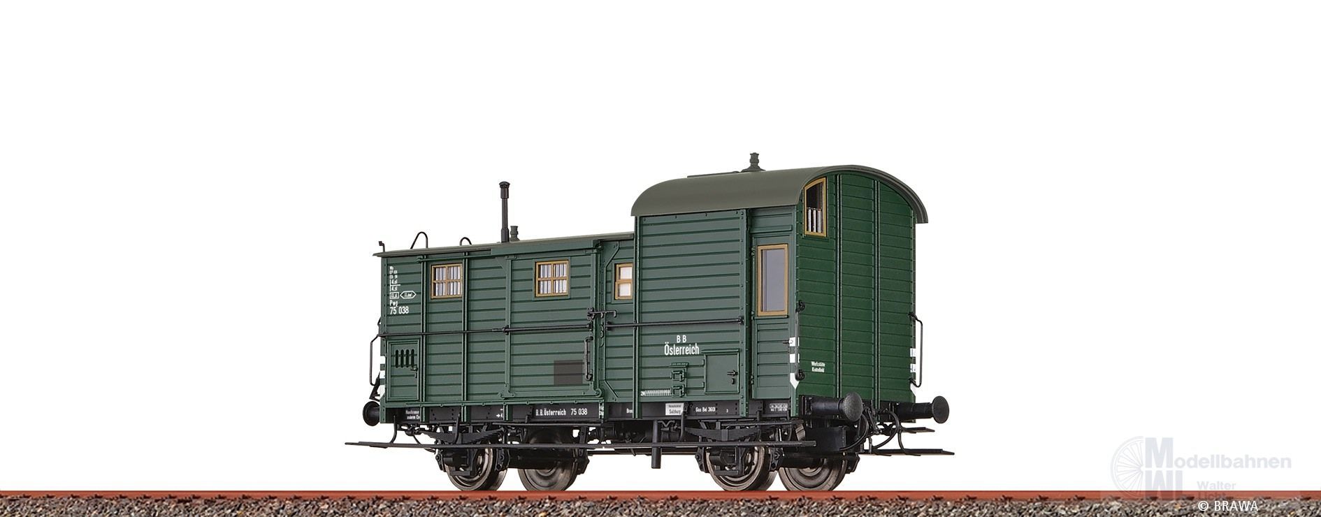 Brawa 48372 - Güterzuggepäckwagen BBÖ Ep.III 75 038 H0/GL Brawa 48372 - Güterzuggepäckwagen BBÖ Ep.III 75 038 H0/GL