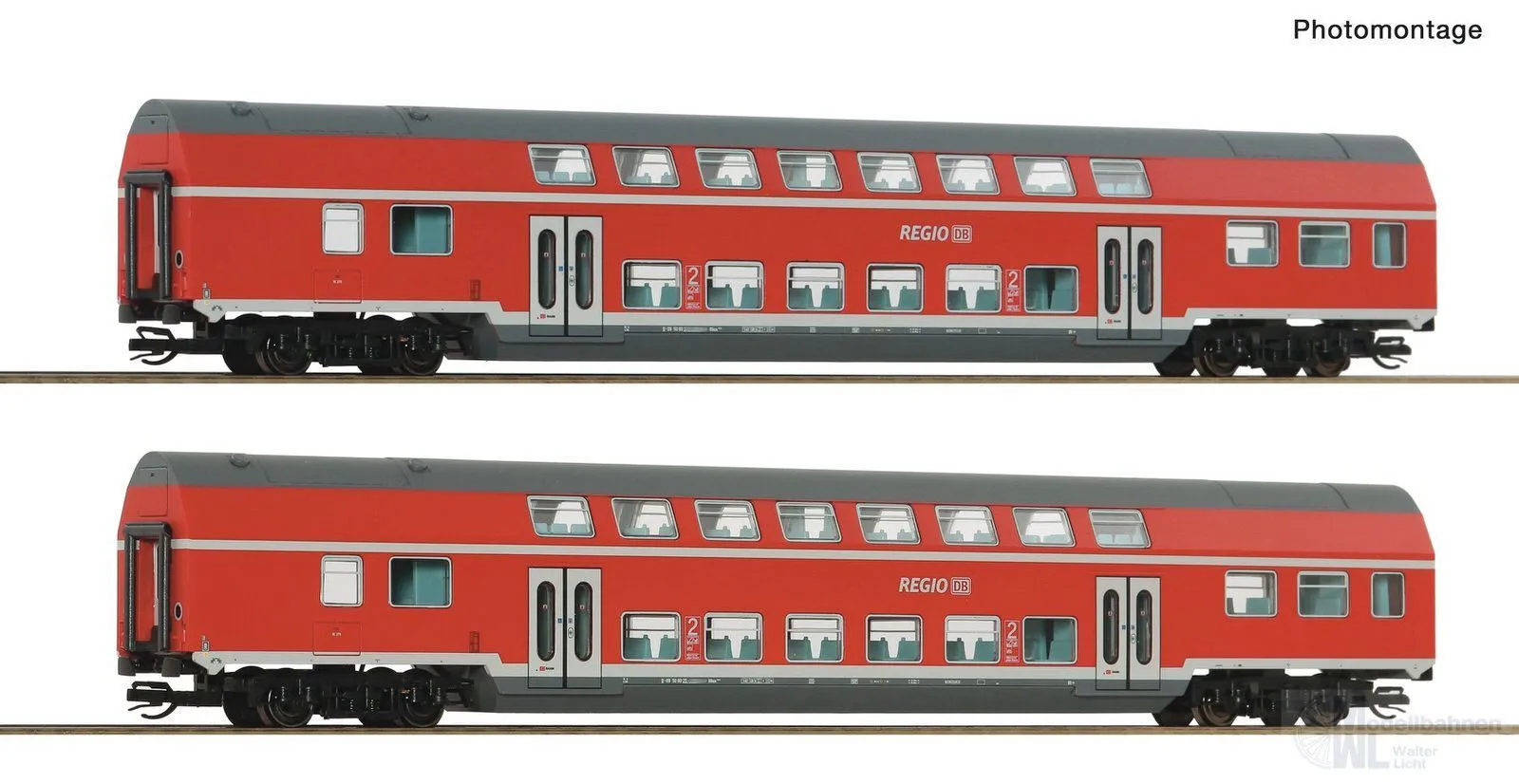 Roco 6280072 - Doppelstockwagen Set DB Ep.V/VI 2.tlg. TT 1:120