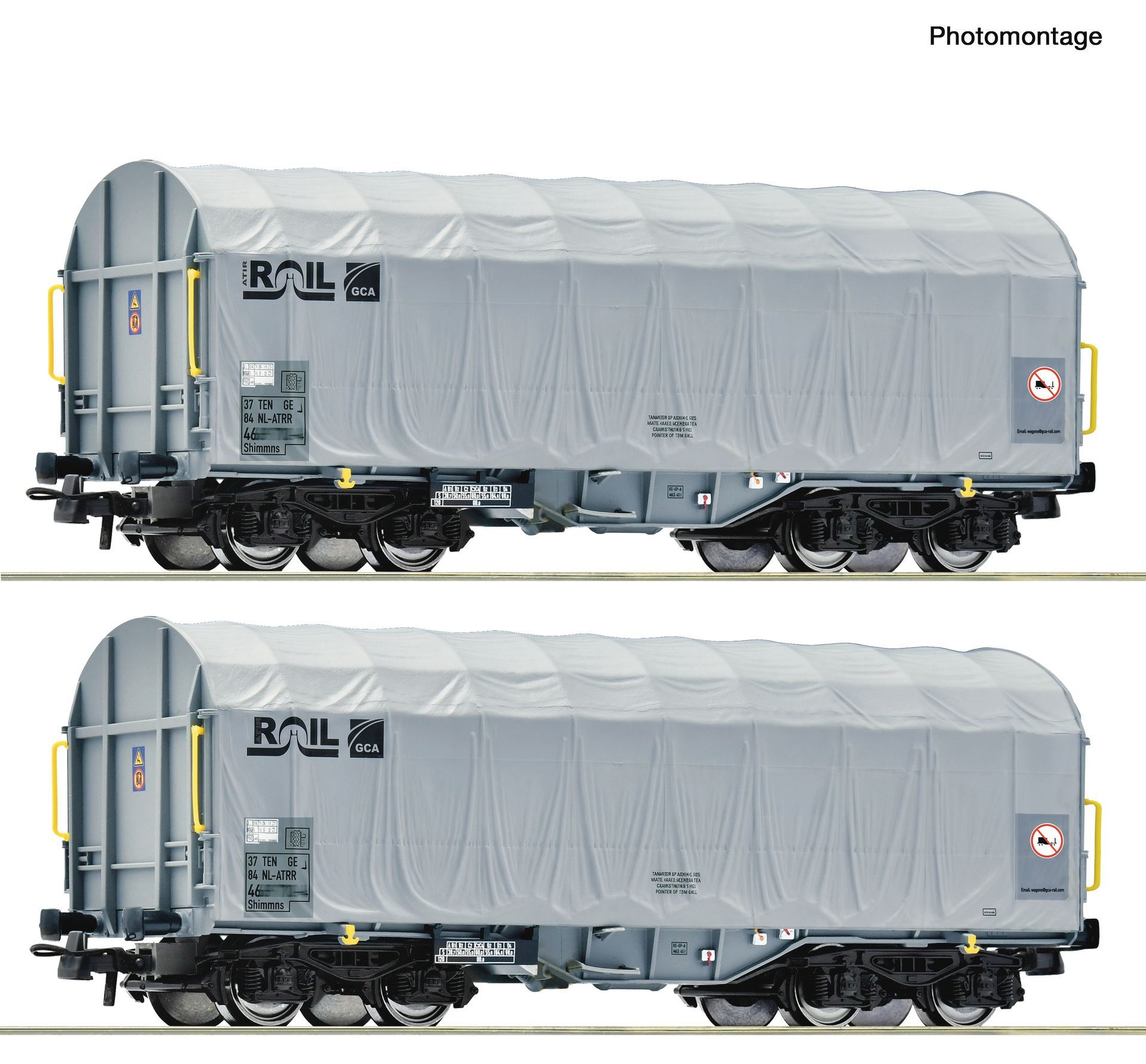 Roco 6600375 - 2er Set Schiebeplanenwagen Atir Rail
