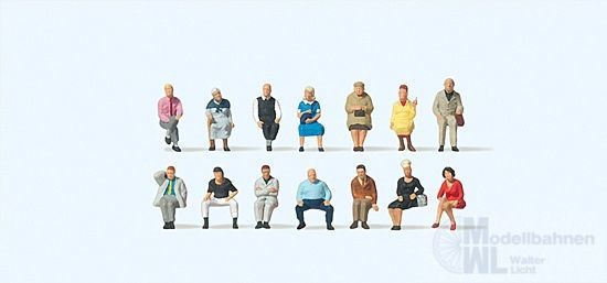 Preiser 79199 - Sitzende Reisende 14 Figuren N 1:160