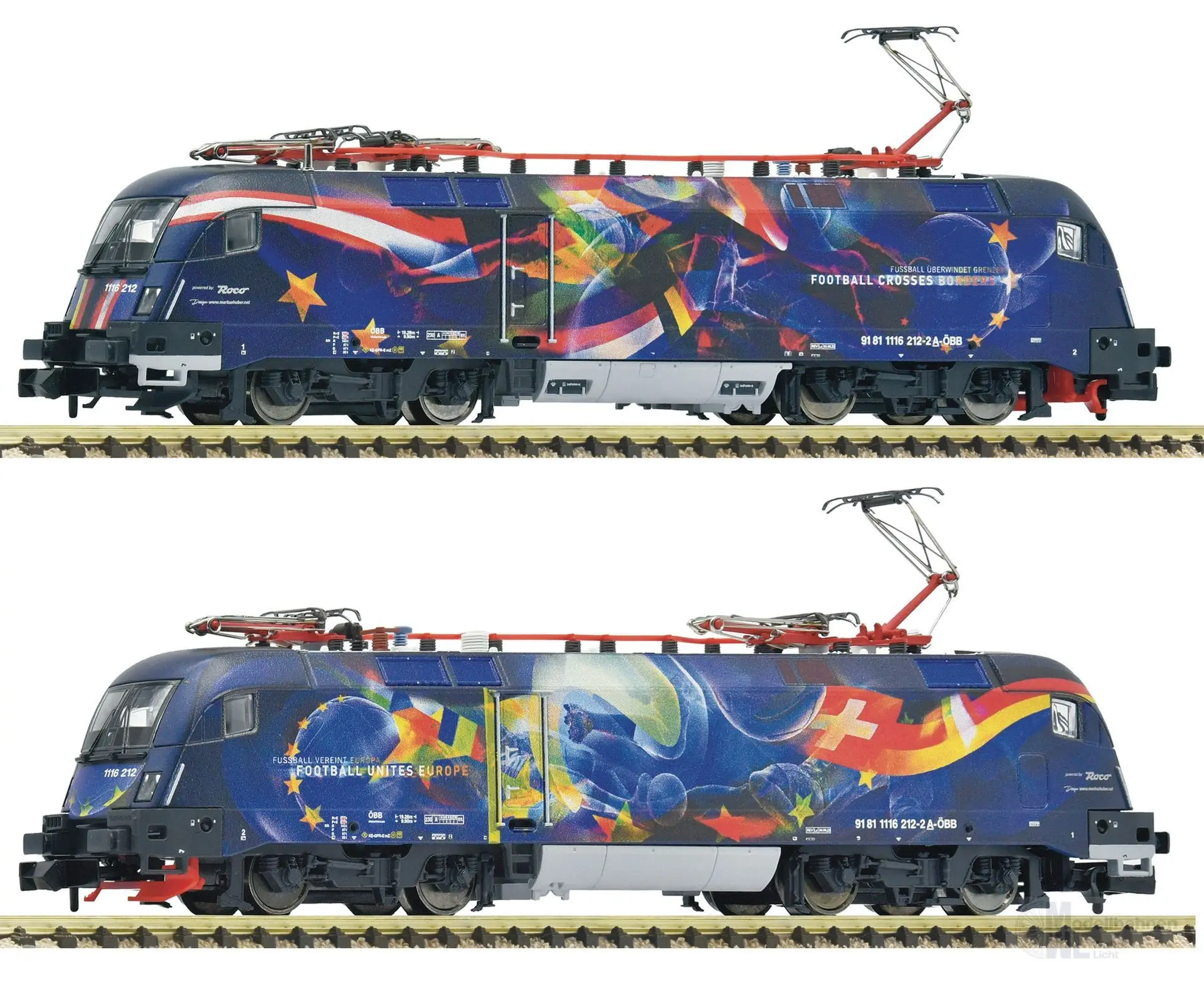 Fleischmann 7570070 - E-Lok Reihe 1116 212-2 ÖBB Ep.VI Fußball vereint Europa N 1:160 Sound