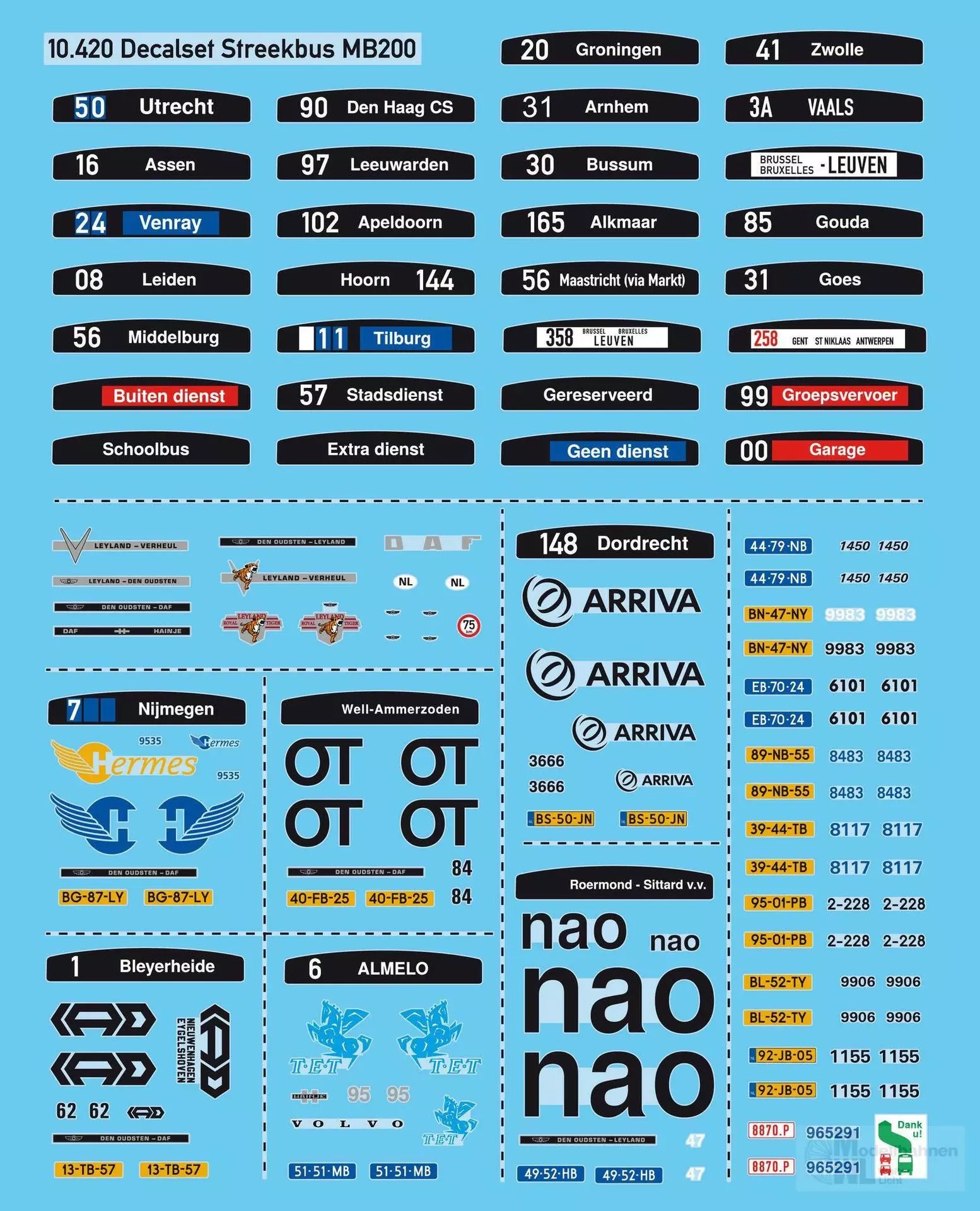 ARTITEC b.v. 10420 - Decalbogen Regionalbus MB200