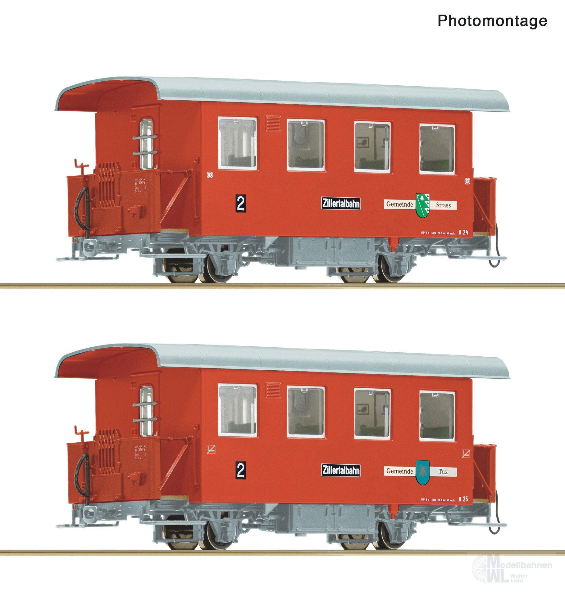 Roco 6240003 - Personenwagen Set Zillertalbahn Ep.VI 2.tlg. H0e Roco 6240003 - Personenwagen Set Zillertalbahn Ep.VI 2.tlg. H0e