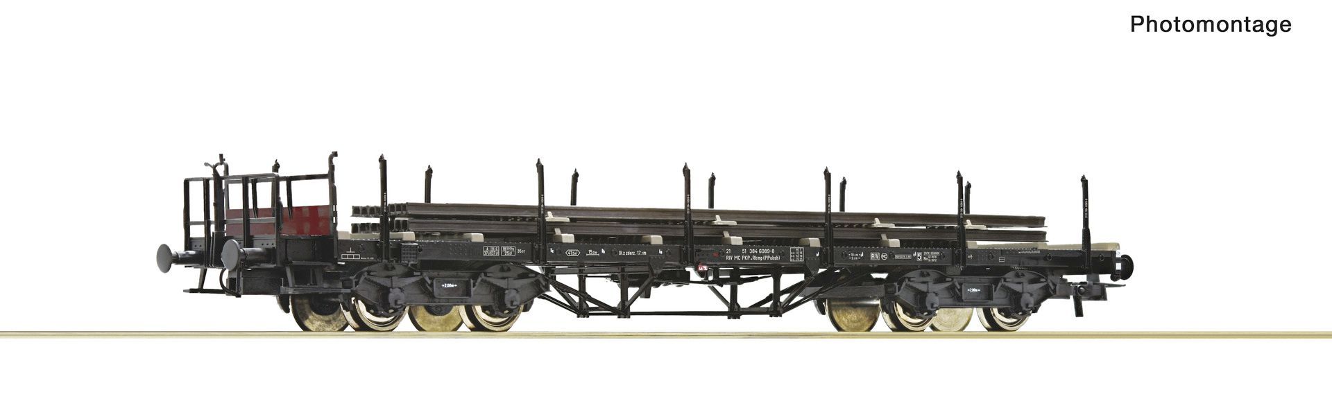 Roco 6600299 - Schienenwagen Rkmp PKP + Schienen-Beladung