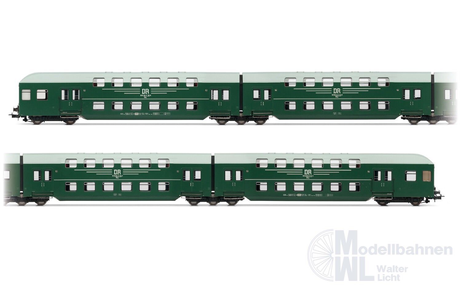 Rivarossi 4393 - Doppelstockwagen Einheit ohne Steuerabteil DR Ep.III 4.tlg. H0/GL Rivarossi 4393 - Doppelstockwagen Einheit ohne Steuerabteil DR Ep.III 4.tlg. H0/GL