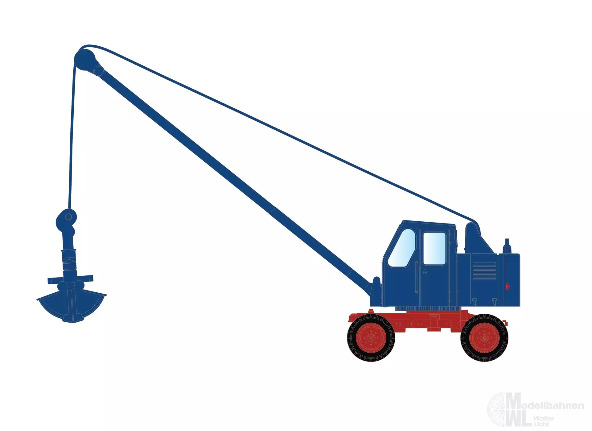 Lemke Minis 4702 - Fuchs F 301 Bagger m. Schaufel blau/rot N 1:160