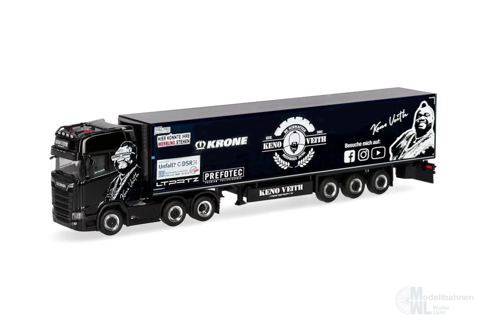 Herpa 322355 - Scania CS 20 HD Kühlkoffer Sattelzug Keno Veith H0 1:87