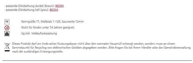 Tillig 83107 - Gleisstück gebogen R22 R353 mm / 15° TT 1:120