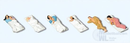 Preiser 10300 - Liegende Fahrgäste für Schlaf H0 1:87