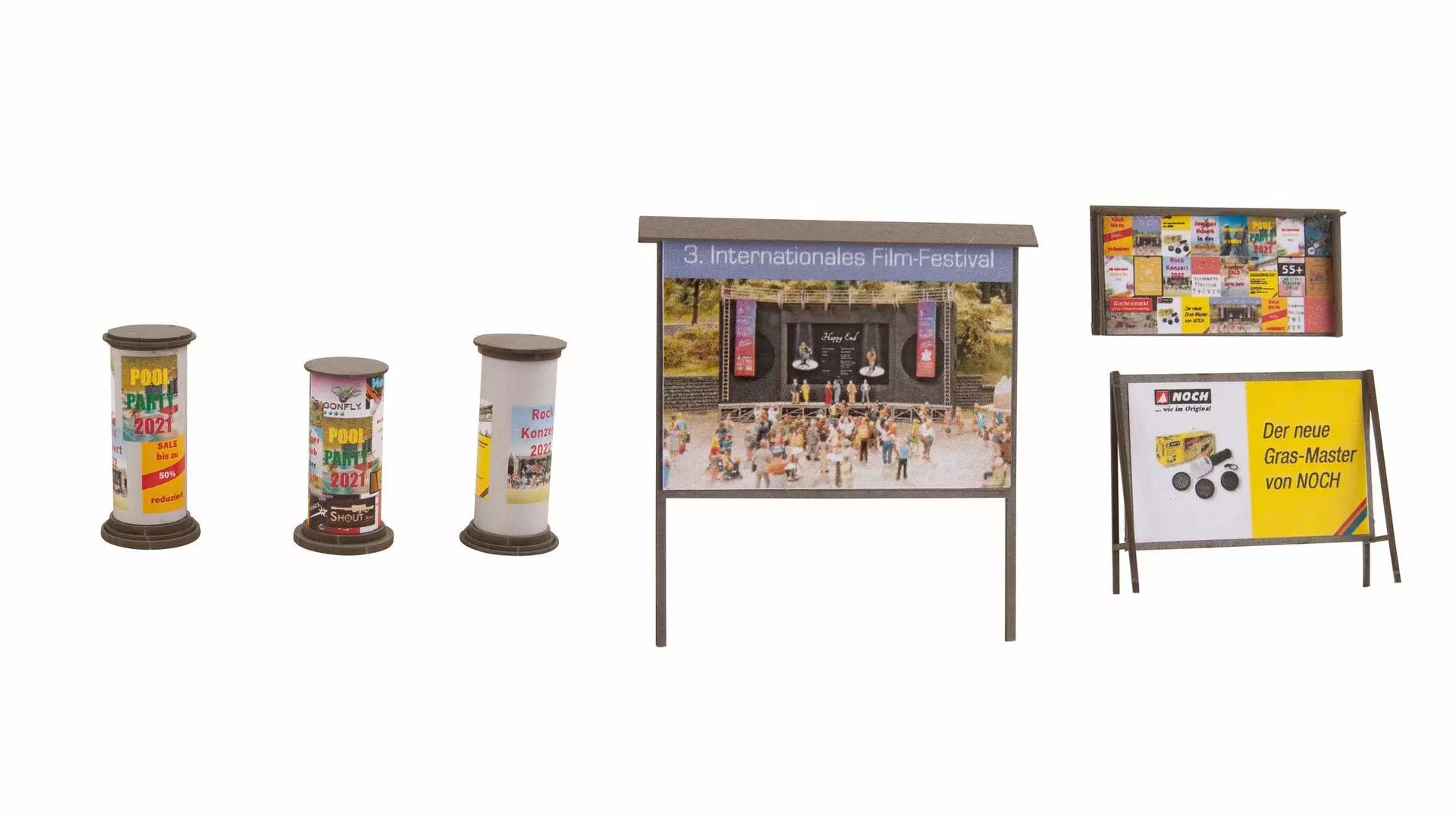 Noch 14217 - Litfaßsäulen & Werbewände je 3 Stück H0 1:87